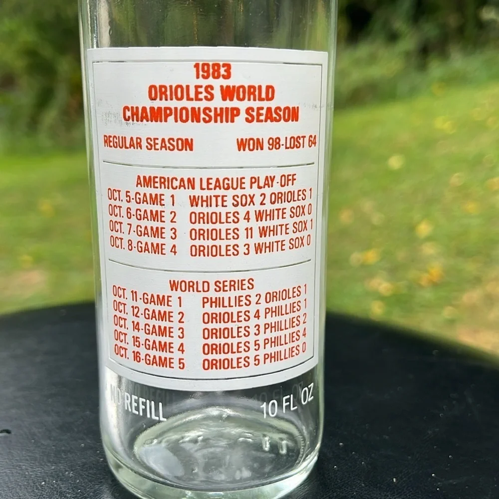 GENUINE 1983 MLB Baltimore Orioles World Series Champions Coca Cola Bottle 10oz